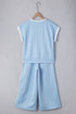 Textured High Waist Wide Leg Tank Top Pant Set