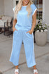 Textured High Waist Wide Leg Tank Top Pant Set
