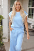 Textured High Waist Wide Leg Tank Top Pant Set