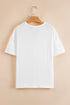Textured Hollow Grommet Placket Short Sleeve Casual Top