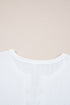 Textured Hollow Grommet Placket Short Sleeve Casual Top