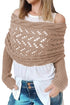 Textured Hollowed Knit Cross Detail Sleeve Scarf