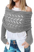 Textured Hollowed Knit Cross Detail Sleeve Scarf