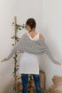 Textured Hollowed Knit Cross Detail Sleeve Scarf