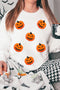 Textured Jack O Lantern Motif Crew Neck Sweatshirt