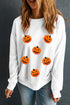 Textured Jack O Lantern Motif Crew Neck Sweatshirt