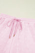 Textured Jacquard Bow Detail Ruffle Sleeve Short Set