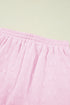 Textured Jacquard Bow Detail Ruffle Sleeve Short Set