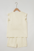 Textured Jacquard Bow Detail Ruffle Sleeve Short Set