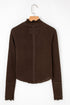 Textured Jacquard Patchwork Raw Seam Lettuce Trim Long Sleeve Top