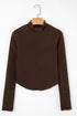 Textured Jacquard Patchwork Raw Seam Lettuce Trim Long Sleeve Top