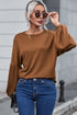 Textured Jacquard Puff Sleeve Crew Neck Pullover Top