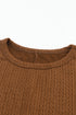 Textured Jacquard Puff Sleeve Crew Neck Pullover Top