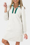 Textured Jacquard Quarter Zipper Shift Mini Dress
