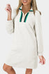 Textured Jacquard Quarter Zipper Shift Mini Dress