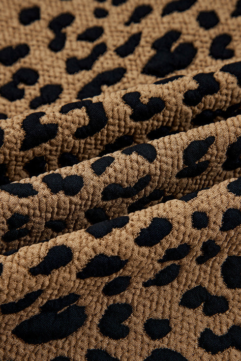 Textured Knit Animal Print Quarter Zip Pullover