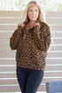 Textured Knit Animal Print Quarter Zip Pullover