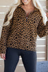 Textured Knit Animal Print Quarter Zip Pullover