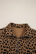 Textured Knit Animal Print Quarter Zip Pullover