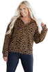 Textured Knit Animal Print Quarter Zip Pullover
