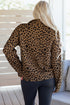 Textured Knit Animal Print Quarter Zip Pullover