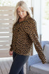 Textured Knit Animal Print Quarter Zip Pullover