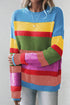 Textured Knit Block Stripe Crew Neck Sweater