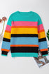 Textured Knit Block Stripe Crew Neck Sweater