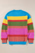 Textured Knit Block Stripe Crew Neck Sweater