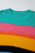Textured Knit Block Stripe Crew Neck Sweater