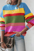 Textured Knit Block Stripe Crew Neck Sweater