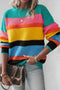Textured Knit Block Stripe Crew Neck Sweater