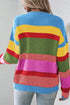 Textured Knit Block Stripe Crew Neck Sweater