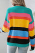 Textured Knit Block Stripe Crew Neck Sweater