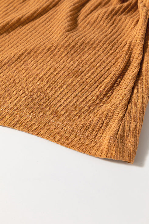 Textured Knit Button Front Knot Hem Sleeveless Tank Top