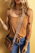 Textured Knit Button Front Knot Hem Sleeveless Tank Top