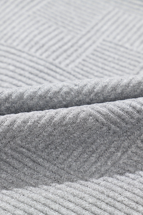 Textured Knit Buttoned Kangaroo Pocket Sweatshirt