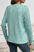 Textured Knit Buttoned V Neck Long Sleeve Top