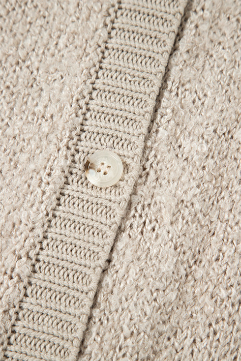 Textured Knit Collared Button Front Cardigan