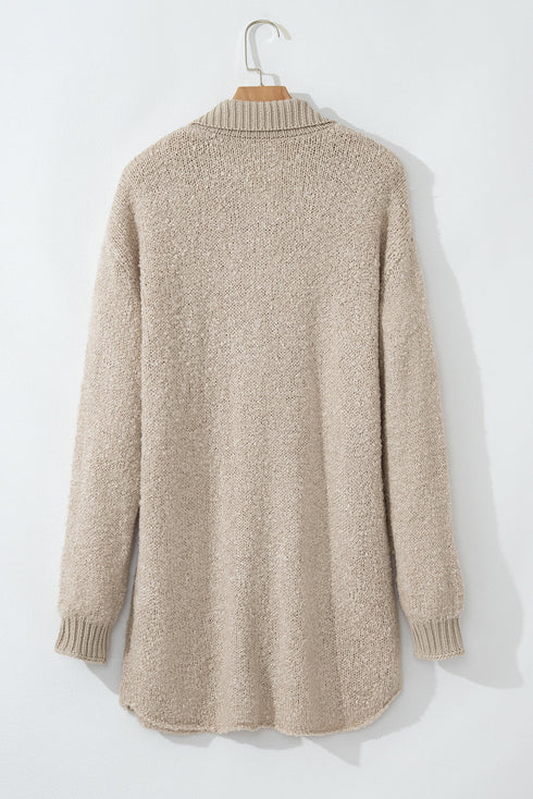 Textured Knit Collared Button Front Cardigan