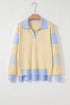 Textured Knit Collared V Neck Polo Sweater