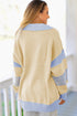 Textured Knit Collared V Neck Polo Sweater