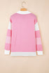 Textured Knit Collared V Neck Polo Sweater