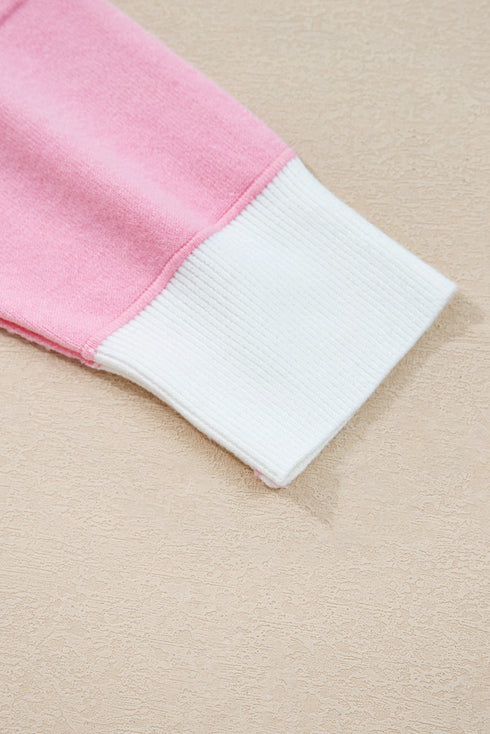 Textured Knit Collared V Neck Polo Sweater