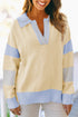 Textured Knit Collared V Neck Polo Sweater