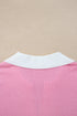 Textured Knit Collared V Neck Polo Sweater