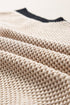 Textured Knit Contrast Trim Cap Sleeve Sweater Top