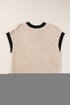 Textured Knit Contrast Trim Cap Sleeve Sweater Top