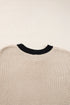 Textured Knit Contrast Trim Cap Sleeve Sweater Top