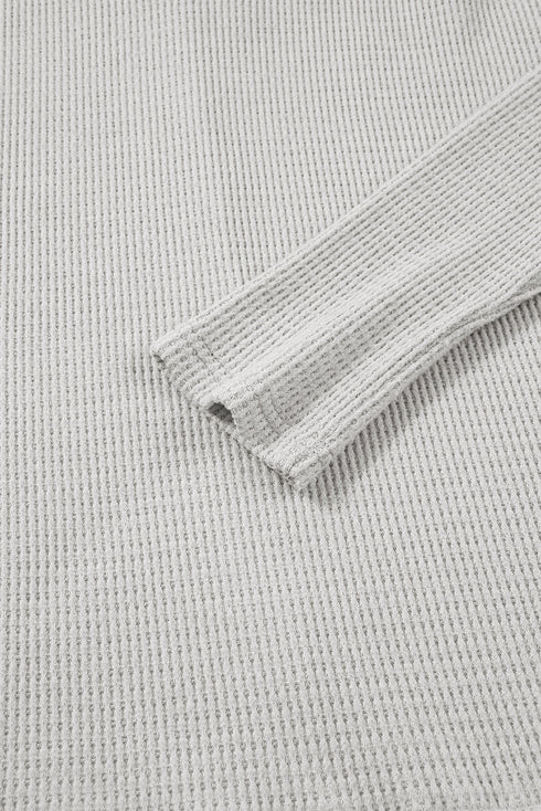 Textured Knit Drawstring Cowl Neck Oversize Slit Hem Top